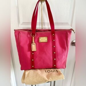 Louis Vuitton Pink Canvas Antigua Cabas Weekend Tote w Dust Bag & COA